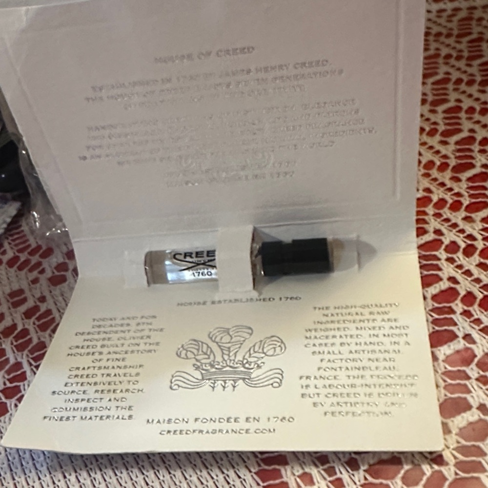 Creed Fragrance Vial with Black Cap Himalayan scent